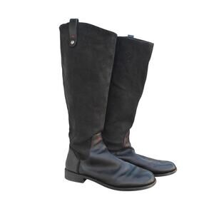 ED Ellen DeGeneres Zoila Black Leather Knee High Boots 10M/40